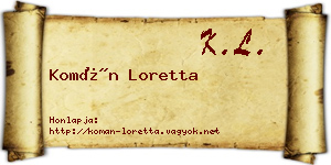 Komán Loretta névjegykártya